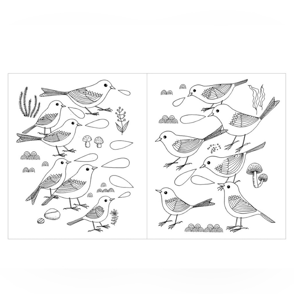Avian Friends Coloring Book with Floral Design - Picture 5 of 8